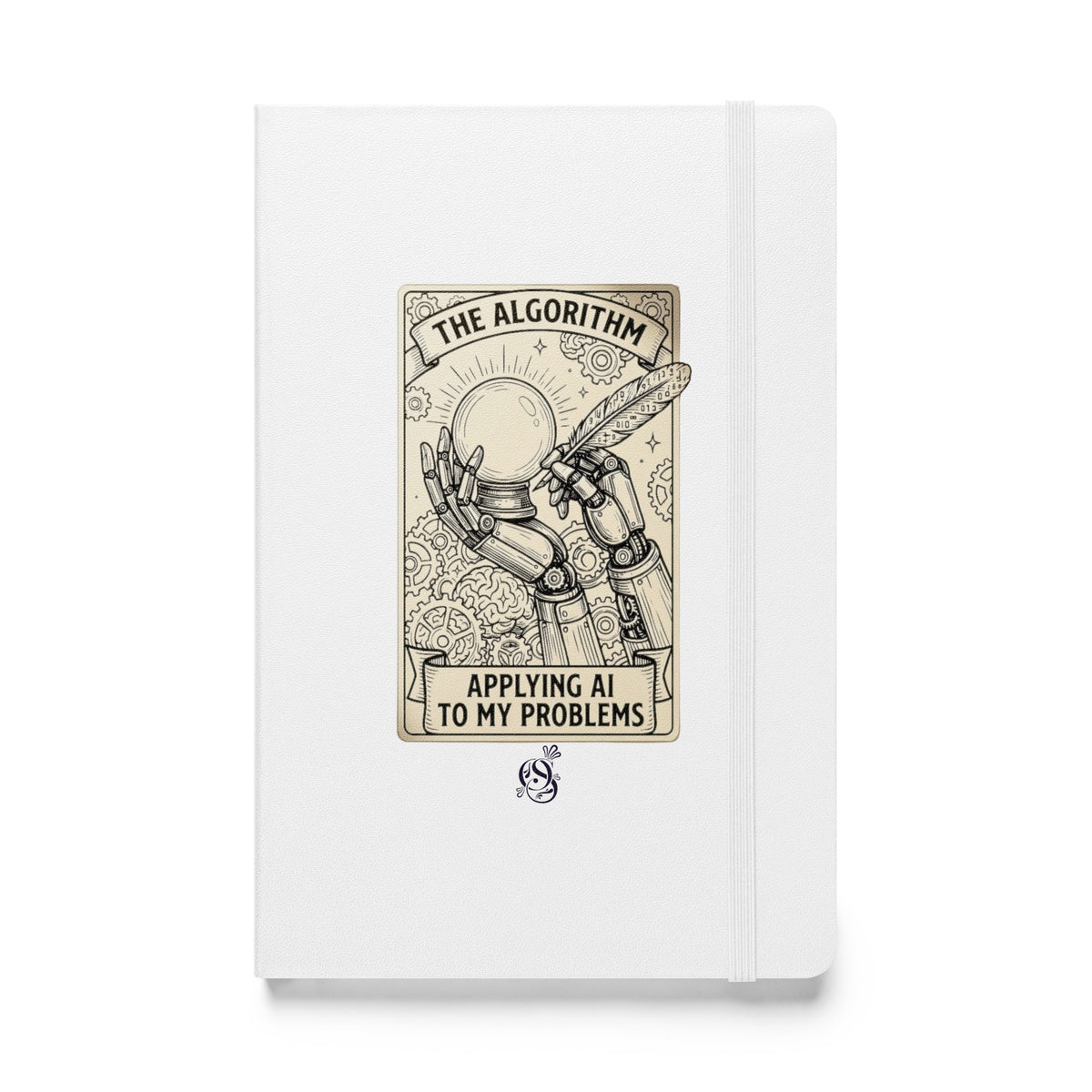 A5 hardcover notebook in matte white with "Applying AI to My Problems" on the cover.