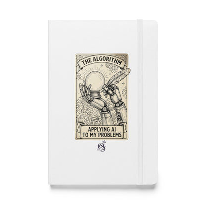 A5 hardcover notebook in matte white with "Applying AI to My Problems" on the cover.