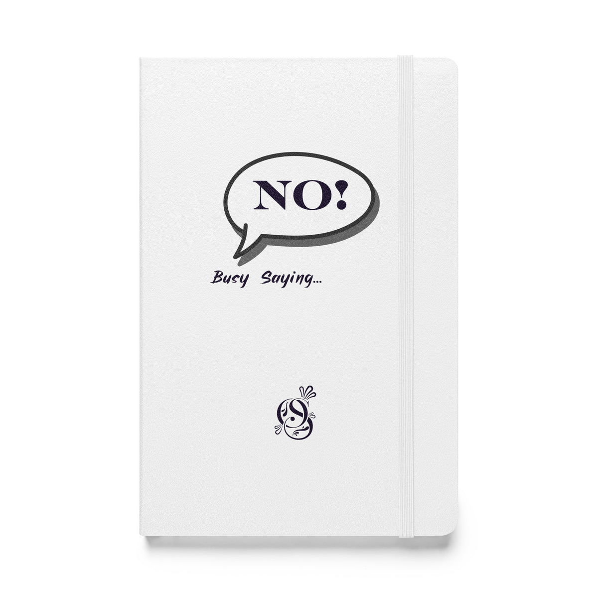 A5 hardcover notebook in matte white with the "NO!" cover design.