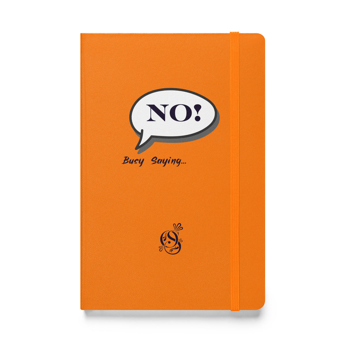 A5 hardcover notebook in a burnt orange finish with the "NO!" cover design.