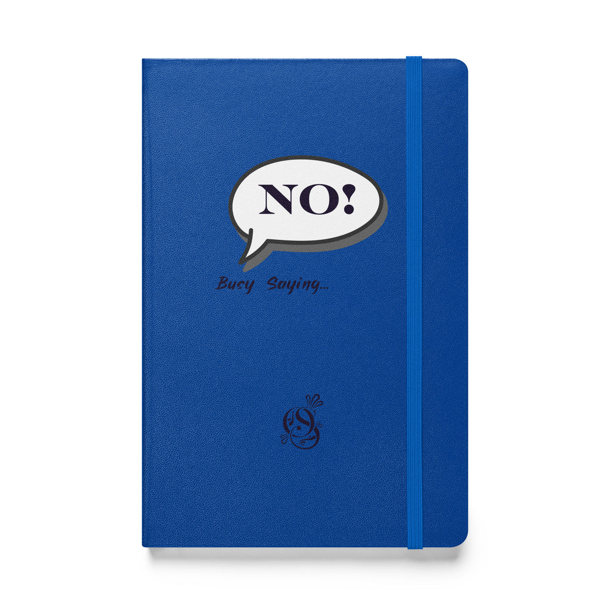 A5 hardcover notebook in cobalt blue with the "NO!" cover design.
