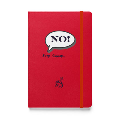 A5 hardcover notebook in a deep red finish with the "NO!" cover design.
